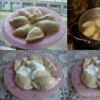 Dumpling dishes.  Homemade dumplings.  Rye dumplings with potatoes and herbs